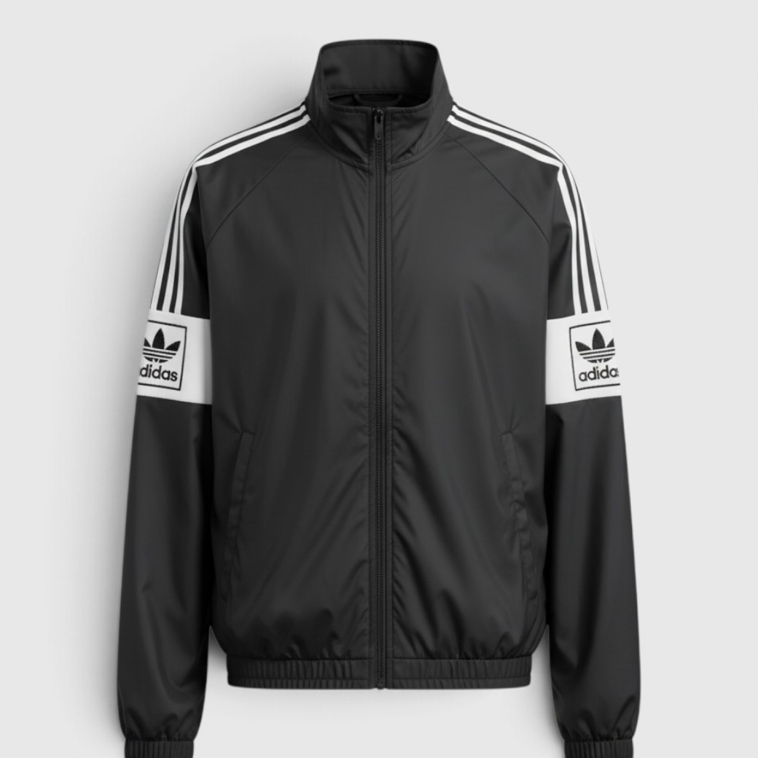 Adidas Originals Αντιανεμικό Τζάκετ Μαύρο με Λευκές Ρίγες /pre owned